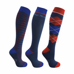 Hy Signature Childrens/Kids Bamboo Fibres Socks (Pack of 3) - 8 UK Child-12 UK Child, Navy/Red/Blue