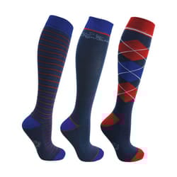 Hy Signature Childrens/Kids Bamboo Fibres Socks (Pack of 3) - 8 UK Child-12 UK Child, Navy/Red/Blue