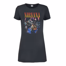 Amplified Womens/Ladies Live In New York Nirvana T-Shirt Dress - XL, Charcoal