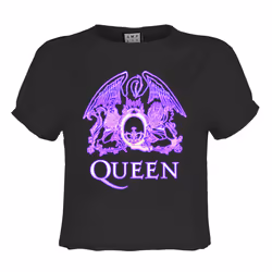 Amplified Womens/Ladies Neon Sign Queen Crop Top - L, Charcoal/Purple