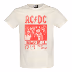 Amplified Unisex Adult Highway To Hell AC/DC T-Shirt - XS, Vintage White/Red