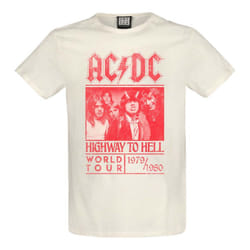 Amplified Unisex Adult Highway To Hell AC/DC T-Shirt - XS, Vintage White/Red