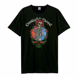 Amplified Unisex Adult Floral Stealie Grateful Dead T-Shirt - M, Black/Red/Blue