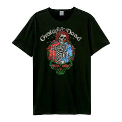 Amplified Unisex Adult Floral Stealie Grateful Dead T-Shirt - M, Black/Red/Blue