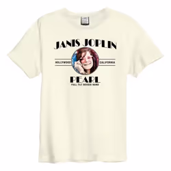 Amplified Mens 50th Anniversary Janis Joplin T-Shirt - XS, Vintage White/Black