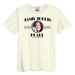 Amplified Mens 50th Anniversary Janis Joplin T-Shirt - XS, Vintage White/Black