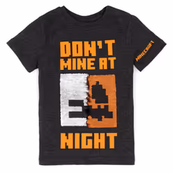 Minecraft Childrens/Kids Dont Mine At Night Sequin Flip T-Shirt - 7-8 Years, Black/Orange