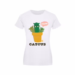 Pop Factory Womens/Ladies Catcus T-Shirt - M, White/Green/Yellow
