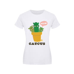 Pop Factory Womens/Ladies Catcus T-Shirt - M, White/Green/Yellow