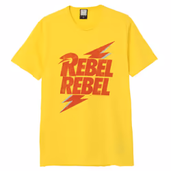 Amplified Unisex Adult Rebel Rebel David Bowie T-Shirt - XS, Yellow Raven