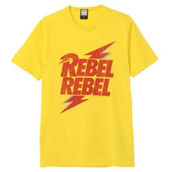 Amplified Unisex Adult Rebel Rebel David Bowie T-Shirt - XS, Yellow Raven