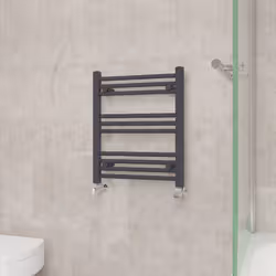 NRG Straight Central Heating Towel Rail Bathroom Heated Rad Radiators Ladder Warmer - 600x500mm, Anthracite