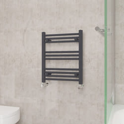 NRG Straight Central Heating Towel Rail Bathroom Heated Rad Radiators Ladder Warmer - 600x500mm, Anthracite