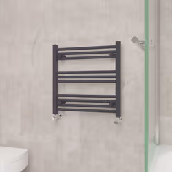 NRG Straight Central Heating Towel Rail Bathroom Heated Rad Radiators Ladder Warmer - 600x600mm, Anthracite