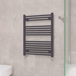 NRG Straight Central Heating Towel Rail Bathroom Heated Rad Radiators Ladder Warmer - 800x600mm, Anthracite