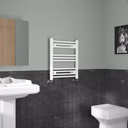 NRG Straight Central Heating Towel Rail Bathroom Heated Rad Radiators Ladder Warmer - 600x500mm, White