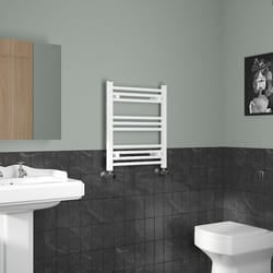 NRG Straight Central Heating Towel Rail Bathroom Heated Rad Radiators Ladder Warmer - 600x500mm, White