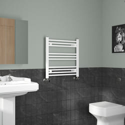 NRG Straight Central Heating Towel Rail Bathroom Heated Rad Radiators Ladder Warmer - 600x600mm, White