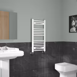 NRG Straight Central Heating Towel Rail Bathroom Heated Rad Radiators Ladder Warmer - 800x400mm, White