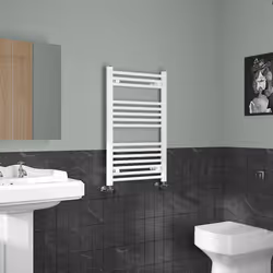 NRG Straight Central Heating Towel Rail Bathroom Heated Rad Radiators Ladder Warmer - 800x500mm, White