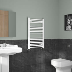 NRG Straight Central Heating Towel Rail Bathroom Heated Rad Radiators Ladder Warmer - 800x500mm, White