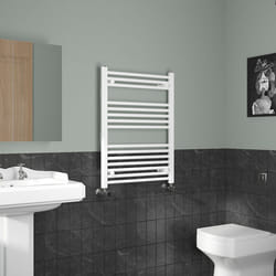 NRG Straight Central Heating Towel Rail Bathroom Heated Rad Radiators Ladder Warmer - 800x600mm, White