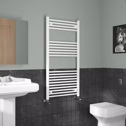NRG Straight Central Heating Towel Rail Bathroom Heated Rad Radiators Ladder Warmer - 1200x600mm, White