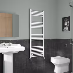NRG Straight Central Heating Towel Rail Bathroom Heated Rad Radiators Ladder Warmer - 1400x500mm, White
