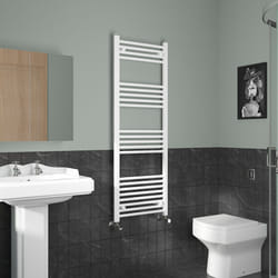 NRG Straight Central Heating Towel Rail Bathroom Heated Rad Radiators Ladder Warmer - 1400x500mm, White