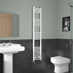 NRG Straight Central Heating Towel Rail Bathroom Heated Rad Radiators Ladder Warmer - 1600x300mm, White