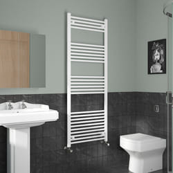 NRG Straight Central Heating Towel Rail Bathroom Heated Rad Radiators Ladder Warmer - 1600x600mm, White