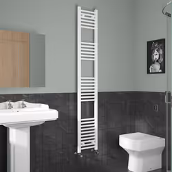 NRG Straight Central Heating Towel Rail Bathroom Heated Rad Radiators Ladder Warmer - 1800x300mm, White