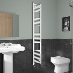 NRG Straight Central Heating Towel Rail Bathroom Heated Rad Radiators Ladder Warmer - 1800x300mm, White