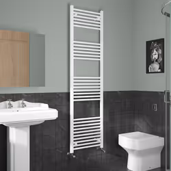 NRG Straight Central Heating Towel Rail Bathroom Heated Rad Radiators Ladder Warmer - 1800x500mm, White
