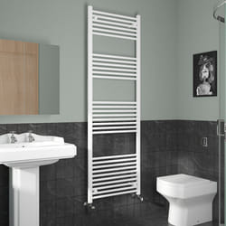 NRG Straight Central Heating Towel Rail Bathroom Heated Rad Radiators Ladder Warmer - 1800x600mm, White