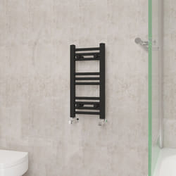 NRG Straight Central Heating Towel Rail Bathroom Heated Rad Radiators Ladder Warmer - 600x300mm, Black