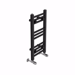 NRG Straight Central Heating Towel Rail Bathroom Heated Rad Radiators Ladder Warmer - 600x300mm, Black
