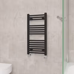 NRG Straight Central Heating Towel Rail Bathroom Heated Rad Radiators Ladder Warmer - 800x400mm, Black