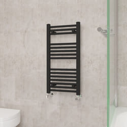 NRG Straight Central Heating Towel Rail Bathroom Heated Rad Radiators Ladder Warmer - 800x400mm, Black