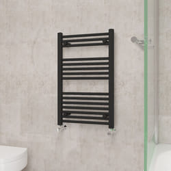 NRG Straight Central Heating Towel Rail Bathroom Heated Rad Radiators Ladder Warmer - 800x500mm, Black