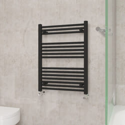 NRG Straight Central Heating Towel Rail Bathroom Heated Rad Radiators Ladder Warmer - 800x600mm, Black
