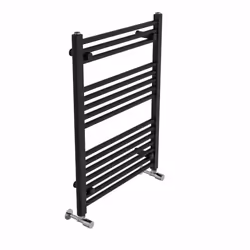 NRG Straight Central Heating Towel Rail Bathroom Heated Rad Radiators Ladder Warmer - 800x600mm, Black