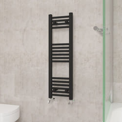 NRG Straight Central Heating Towel Rail Bathroom Heated Rad Radiators Ladder Warmer - 1000x300mm, Black