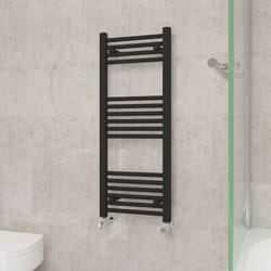 NRG Straight Central Heating Towel Rail Bathroom Heated Rad Radiators Ladder Warmer - 1000x400mm, Black