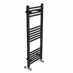 NRG Straight Central Heating Towel Rail Bathroom Heated Rad Radiators Ladder Warmer - 1000x400mm, Black