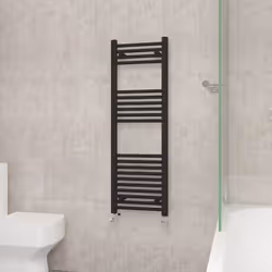 NRG Straight Central Heating Towel Rail Bathroom Heated Rad Radiators Ladder Warmer - 1200x400mm, Black