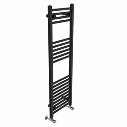 NRG Straight Central Heating Towel Rail Bathroom Heated Rad Radiators Ladder Warmer - 1200x400mm, Black