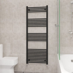 NRG Straight Central Heating Towel Rail Bathroom Heated Rad Radiators Ladder Warmer - 1600x600mm, Black