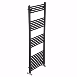 NRG Straight Central Heating Towel Rail Bathroom Heated Rad Radiators Ladder Warmer - 1600x600mm, Black