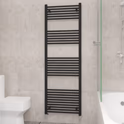 NRG Straight Central Heating Towel Rail Bathroom Heated Rad Radiators Ladder Warmer - 1800x600mm, Black